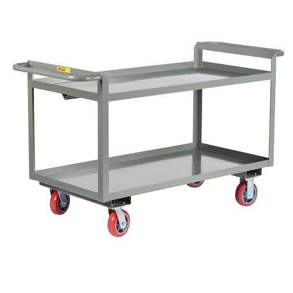 Double Handled Heavy-Duty Shelf Truck, Lip Edge Shelves, 24"X36"